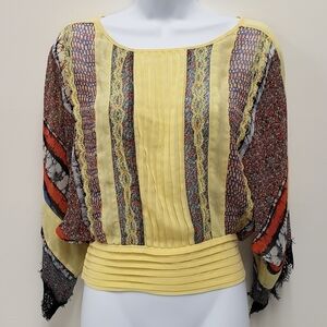 Ryu Womens Yellow Sheer Top Size Small